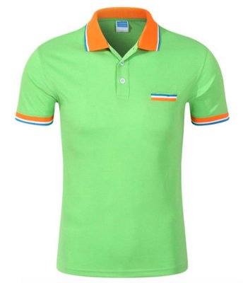 綠色純棉翻領短袖t恤衫定制,工作服T恤批發