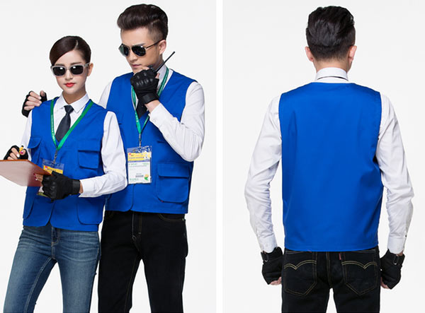 紅色扣子款活動(dòng)馬甲定制后背效果款式圖