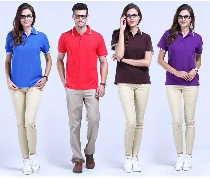 嵌條翻領t恤衫定制多色展示圖一