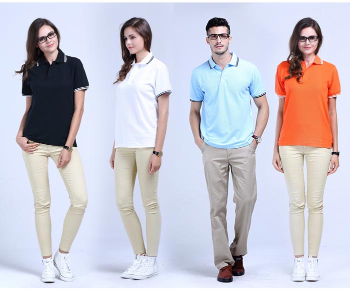 嵌條翻領t恤衫定制多色展示圖二